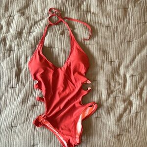 Aerie one piece cut out swimsuit burnt orange medium